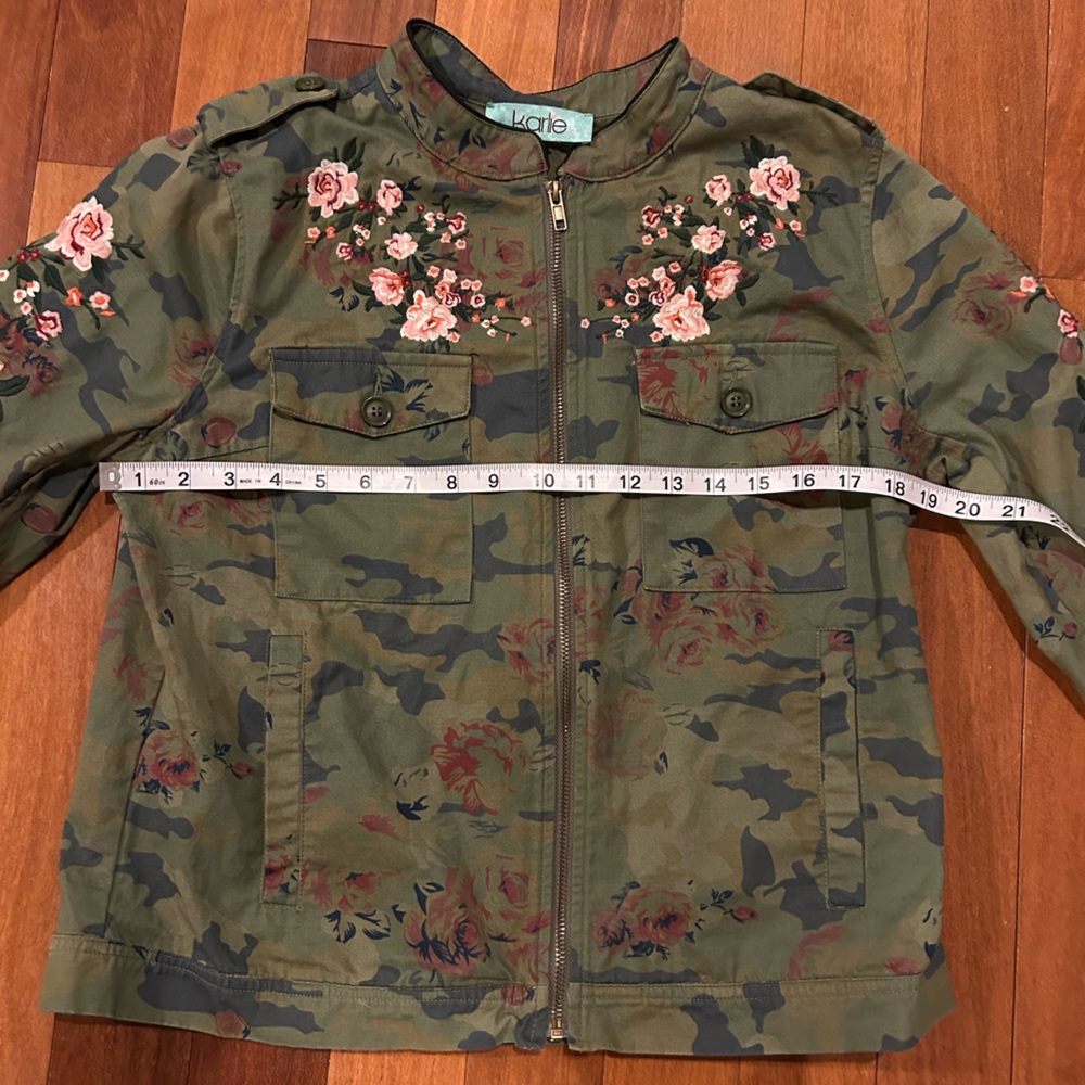 Karlie Cherry Blossom Green Floral Utility Jacket size L - Picture 5 of 8